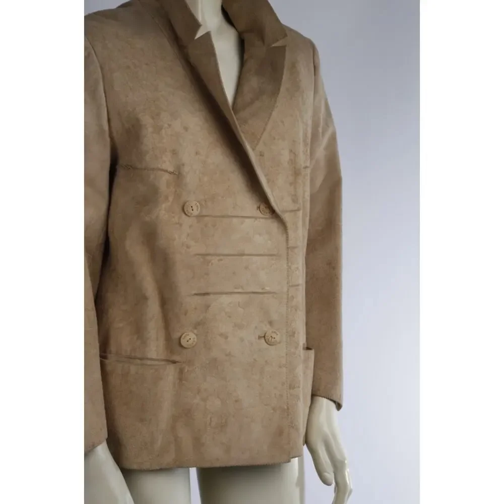 CHANEL Identification 00C Vintage Suede Leather Double Breasted Blazer Jacket 40